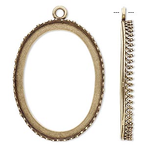 Focal, JBB Findings, antiqued brass, 42x32mm oval with decorative trim, 40x30mm oval bezel setting. Sold individually.