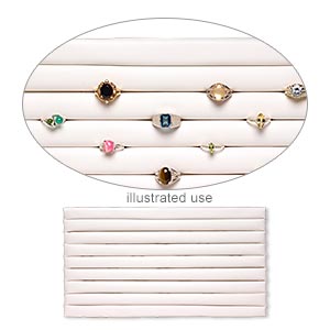 Display insert, ring, leatherette, white, 14-1/2 x 7-1/2 x 3/4 inches with 8 rows. Sold individually.