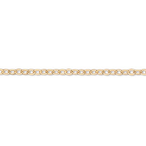 Chain, gold-finished brass, 2mm flat cable, 16 inches with  1-1/4 inch extender chain and lobster claw clasp. Sold per pkg of 4.