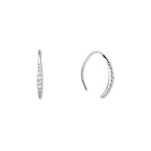 Earring, Create Compliments®, rhodium-plated sterling silver, clear ...
