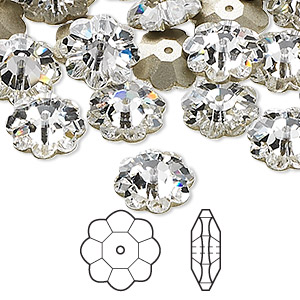 Bead, Crystal Passions&reg;, crystal clear, foil back, 12x4mm faceted margarita flower (3700). Sold per pkg of 12.