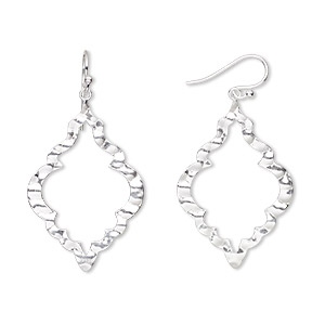 Earring, Create Compliments®, sterling silver, 2-inch hammered