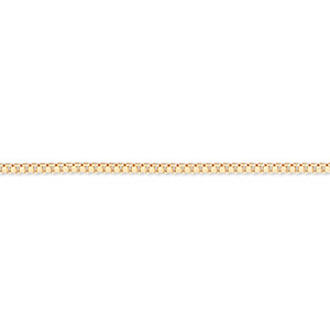 Chain, gold-finished brass, 1mm Venetian box, 18 inches with 1-1/4 inch extender chain and lobster claw clasp. Sold per pkg of 4.