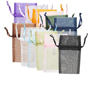 Pouch mix, organza, assorted colors, 4-1/2 x 2-3/4 inches with drawstring. Sold per pkg of 12.
