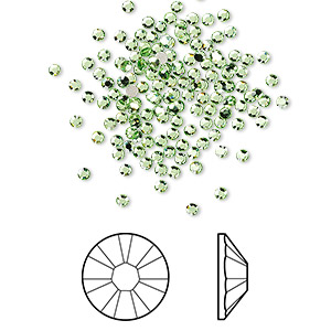 Flat back, Crystal Passions&reg;, peridot, foil back, 1.7-1.9mm round rose (2058), SS5. Sold per pkg of 144 (1 gross).