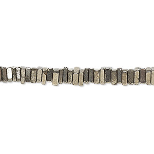 Bead, pyrite (natural), 4x1mm-6x2mm hand-cut square rondelle, B grade, Mohs hardness 6 to 6-1/2. Sold per 8-inch strand, approximately 95-150 beads.