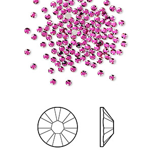 Flat back, Crystal Passions&reg;, fuchsia, foil back, 1.7-1.9mm round rose (2058), SS5. Sold per pkg of 144 (1 gross).
