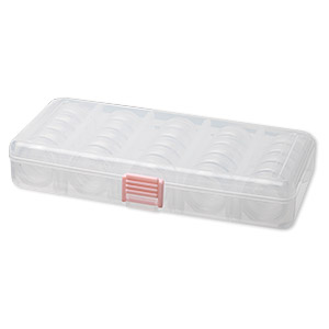 Organizer, clear plastic, 6-3/8 x 5-3/8 x 1-1/2 inch rectangle with 30  containers. Sold individually. - Fire Mountain Gems and Beads