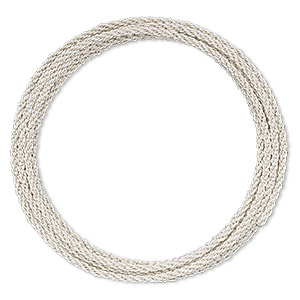 Wire, Artistic Wire&reg; Braid&#153;, silver-plated copper, 2.1mm braided round, 12 gauge. Sold per pkg of 5 feet.