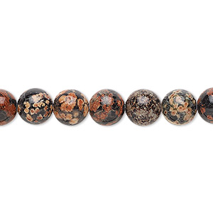 Bead, red snowflake jasper (natural), 8mm hand-cut round, B grade, Mohs hardness 6-1/2 to 7. Sold per 15-1/2&quot; to 16&quot; strand.