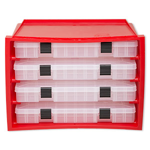 Plano Stow N Go Singled-Sided LockJaw 15-54 Adjustable Compartment Box,  14.5Wx3-3/8Dx11-3/4H,Red