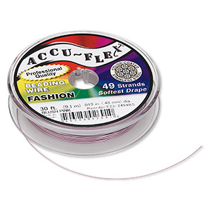 Beading wire, Accu-Flex&reg;, nylon and stainless steel, blush pink, 49 strand, 0.019-inch diameter. Sold per 30-foot spool.