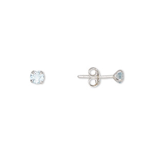 Earstud, Create Compliments&reg;, sterling silver and topaz (irradiated), 4mm round. Sold per pair.