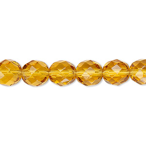 Yellow Neon, Czech Fire Polished Round Faceted Glass Beads, 8mm