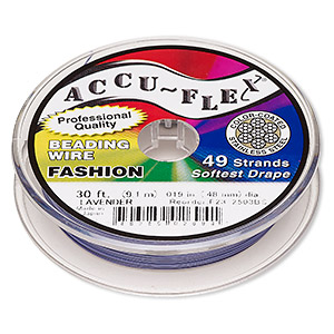 Beading wire, Accu-Flex&reg;, nylon and stainless steel, lavender, 49 strand, 0.019-inch diameter. Sold per 30-foot spool.