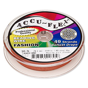 Beading wire, Accu-Flex®, nylon and stainless steel, clear, 49 strand,  0.014-inch diameter. Sold per 30-foot spool. - Fire Mountain Gems and Beads