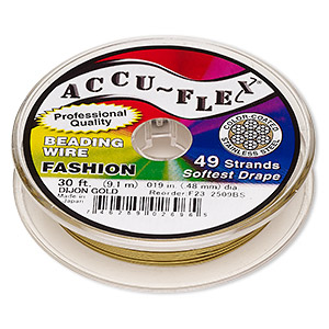 Beading wire, Accu-Flex&reg;, nylon and stainless steel, Dijon gold, 49 strand, 0.019-inch diameter. Sold per 30-foot spool.