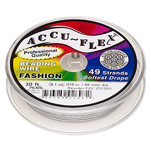 Beading wire, Accu-Flex&reg;, nylon and stainless steel, pearl, 49 strand, 0.019-inch diameter. Sold per 30-foot spool.