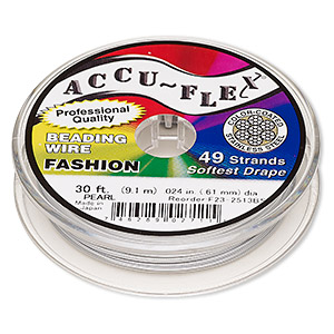 Beading wire, Accu-Flex&reg;, nylon and stainless steel, pearl, 49 strand, 0.024-inch diameter. Sold per 30-foot spool.