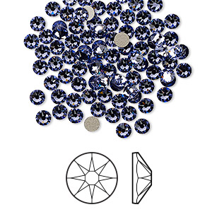 Flat back, Crystal Passions&reg;, tanzanite, foil back, 3-3.2mm round rose (2088), SS12. Sold per pkg of 144 (1 gross).