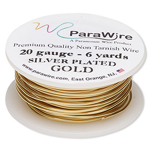 Wire, ParaWire&#153;, gold-finished and silver-plated copper, round, 20 gauge. Sold per 6-yard spool.