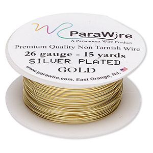 Wire, ParaWire&#153;, gold-finished and silver-plated copper, round, 26 gauge. Sold per 15-yard spool.