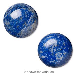 Cabochon, denim lapis (natural), 20mm calibrated round, C grade, Mohs hardness 5 to 6. Sold individually.