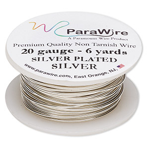 Wire, ParaWire&#153;, silver-plated copper, round, 20 gauge. Sold per 6-yard spool.