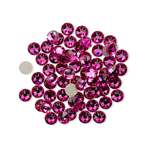 Flat back, Crystal Passions&reg;, fuchsia, foil back, 3.8-4mm round rose (2088), SS16. Sold per pkg of 144 (1 gross).