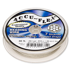 Beading wire, Accu-Flex&reg;, nylon and .925 sterling silver, clear, 7 strand, 0.019-inch diameter. Sold per 30-foot spool.