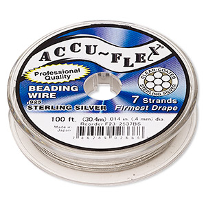 Beading wire, Accu-Flex&reg;, nylon and .925 sterling silver, clear, 7 strand, 0.014-inch diameter. Sold per 100-foot spool.