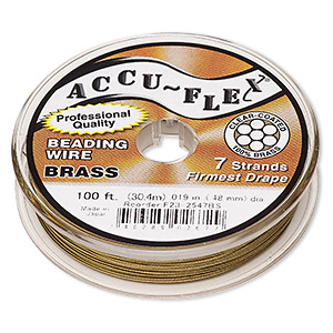 Beading wire, Accu-Flex&reg;, nylon and brass, clear, 7 strand, 0.019-inch diameter. Sold per 100-foot spool.