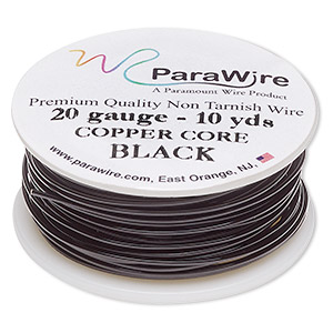 Wire, ParaWire&#153;, black enamel copper, round, 20 gauge. Sold per 10-yard spool.