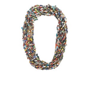Necklace mix, glass, mixed colors with luster finish, 6mm-11x8mm mixed shape, 27-inch continuous loop. Sold per pkg of 12.