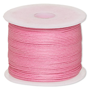 Cord, waxed cotton, light pink, 0.5mm. Sold per 100-meter spool.