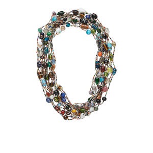 Necklace mix, glass, mixed colors, 2.5mm-15x11mm mixed shape, 27-inch continuous strand. Sold per pkg of 12.