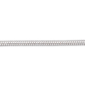 Chain, silver-plated brass, 1mm snake, 7-1/2 inches with 1-1/4 inch extender chain and lobster claw clasp. Sold per pkg of 6.