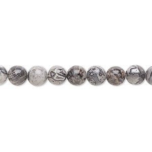 Bead, silver crazy lace agate (natural), 6mm round, B grade, Mohs hardness 6-1/2 to 7. Sold per 15-1/2&quot; to 16&quot; strand.