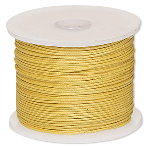 Cord, waxed cotton, gold, 0.5mm. Sold per 100-meter spool.
