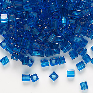 Seed bead, Miyuki, glass, transparent dark blue, (SB149), 3.5-3.7mm square. Sold per 25-gram pkg.