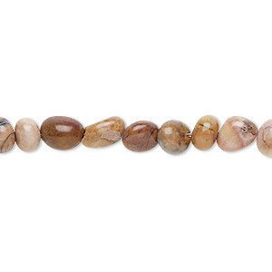 Bead, Venus jasper (natural), small pebble, Mohs hardness 6-1/2 to 7. Sold per 8-inch strand, approximately 30 beads.