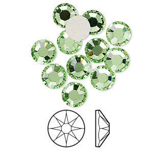 Flat back, Crystal Passions&reg;, peridot, foil back, 7.07-7.27mm round rose (2088), SS34. Sold per pkg of 12.