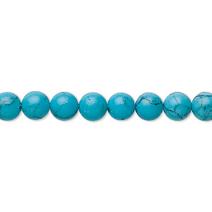Bead, &quot;turquoise&quot; (resin) (imitation), 6mm round. Sold per 15-1/2&quot; to 16&quot; strand.