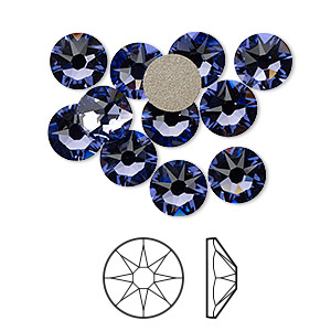 Flat back, Crystal Passions&reg;, tanzanite, foil back, 7.07-7.27mm round rose (2088), SS34. Sold per pkg of 12.