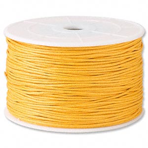 Cord, waxed cotton, gold, 2mm, 50+ pound test. Sold per 25-meter spool.
