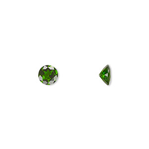 Gem, chrome diopside (natural), 6mm hand-cut faceted round, B grade, Mohs hardness 5-1/2 to 6. Sold individually.