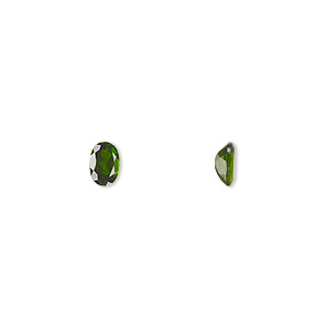 Gem, chrome diopside (natural), 6x4mm hand-cut faceted oval, B grade, Mohs hardness 5-1/2 to 6. Sold individually.