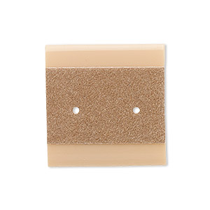Earring card, plastic and velour, camel, 1x1-inch square. Sold per pkg of 100.