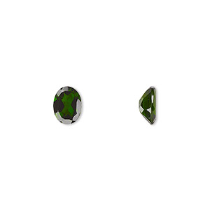 Gem, chrome diopside (natural), 8x6mm hand-cut faceted oval, B grade, Mohs hardness 5-1/2 to 6. Sold individually.