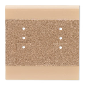 Earring card, plastic and velour, camel, 2x2-inch square. Sold per pkg of 100.